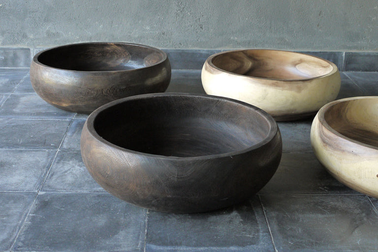 Turned Suar Wood Bowl / Dark Brown