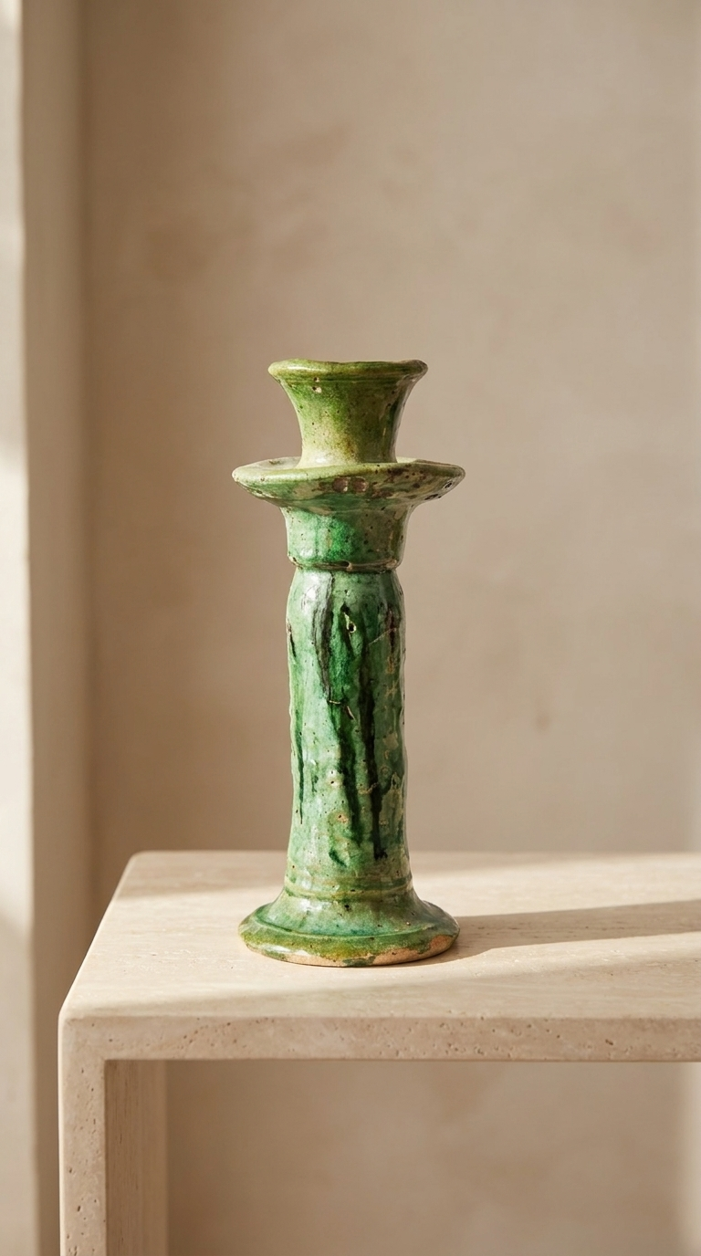 Le Mirage Taper Candle Holder Marble Green / Large