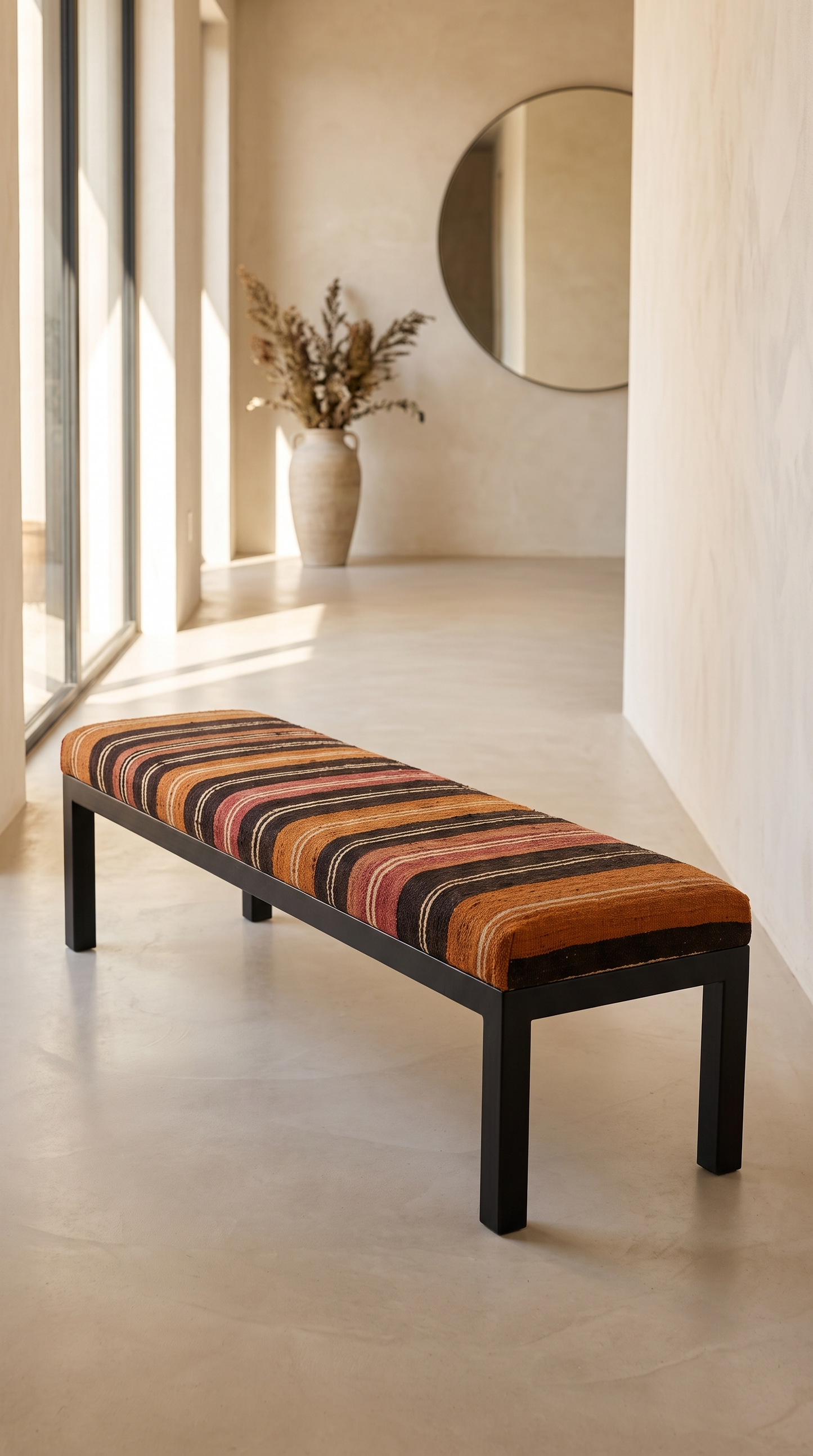 Bench / Vintage Rug Covered / Piano Bench