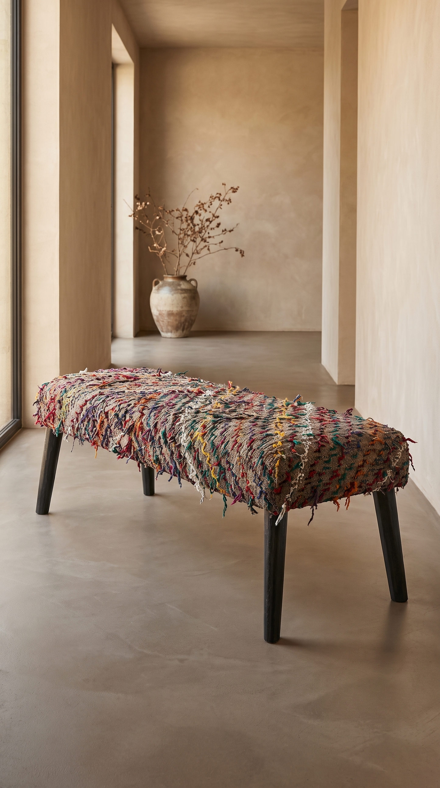 Bench / Vintage Rug Covered / Piano Bench