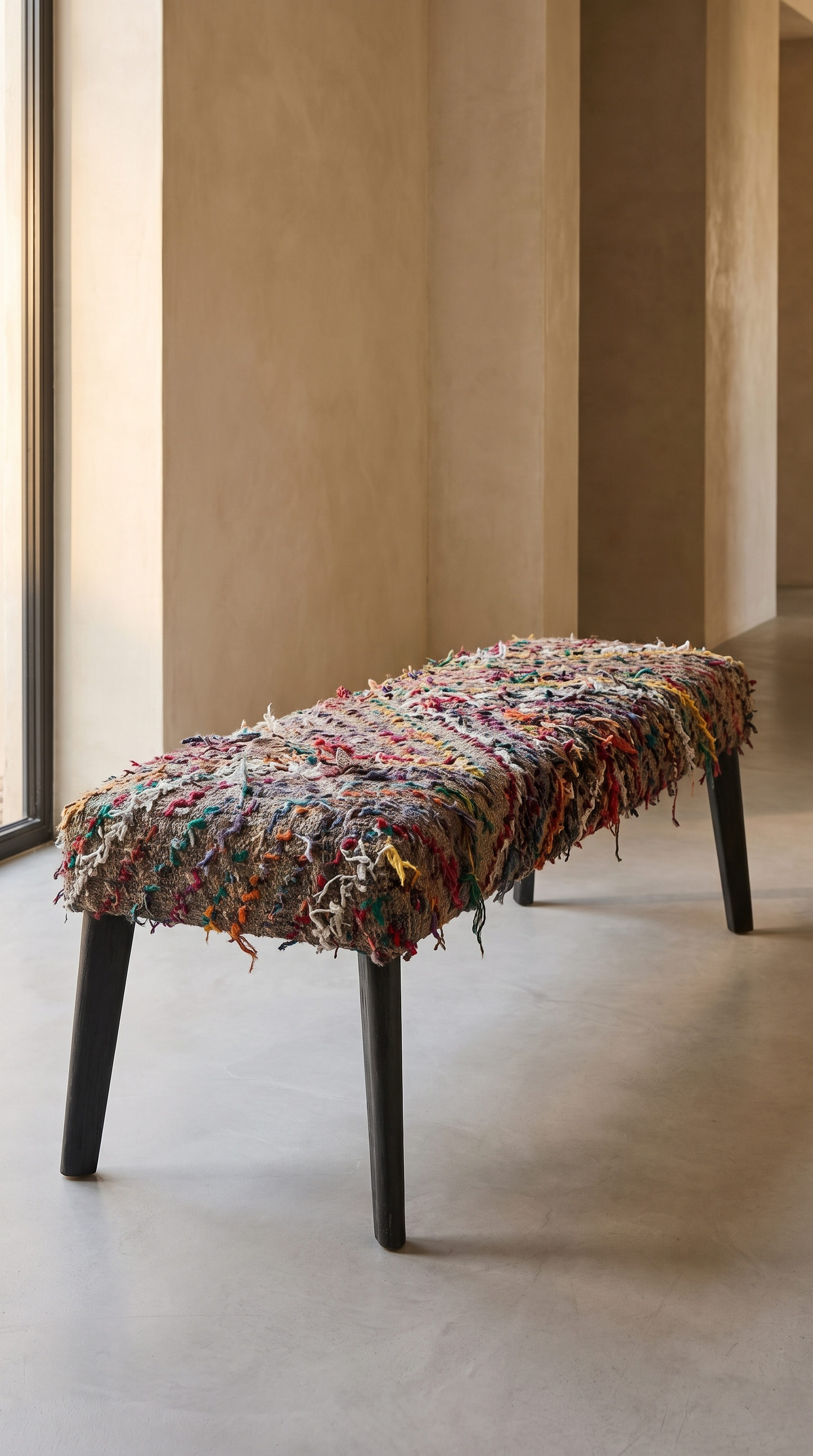 Bench / Vintage Rug Covered / Piano Bench