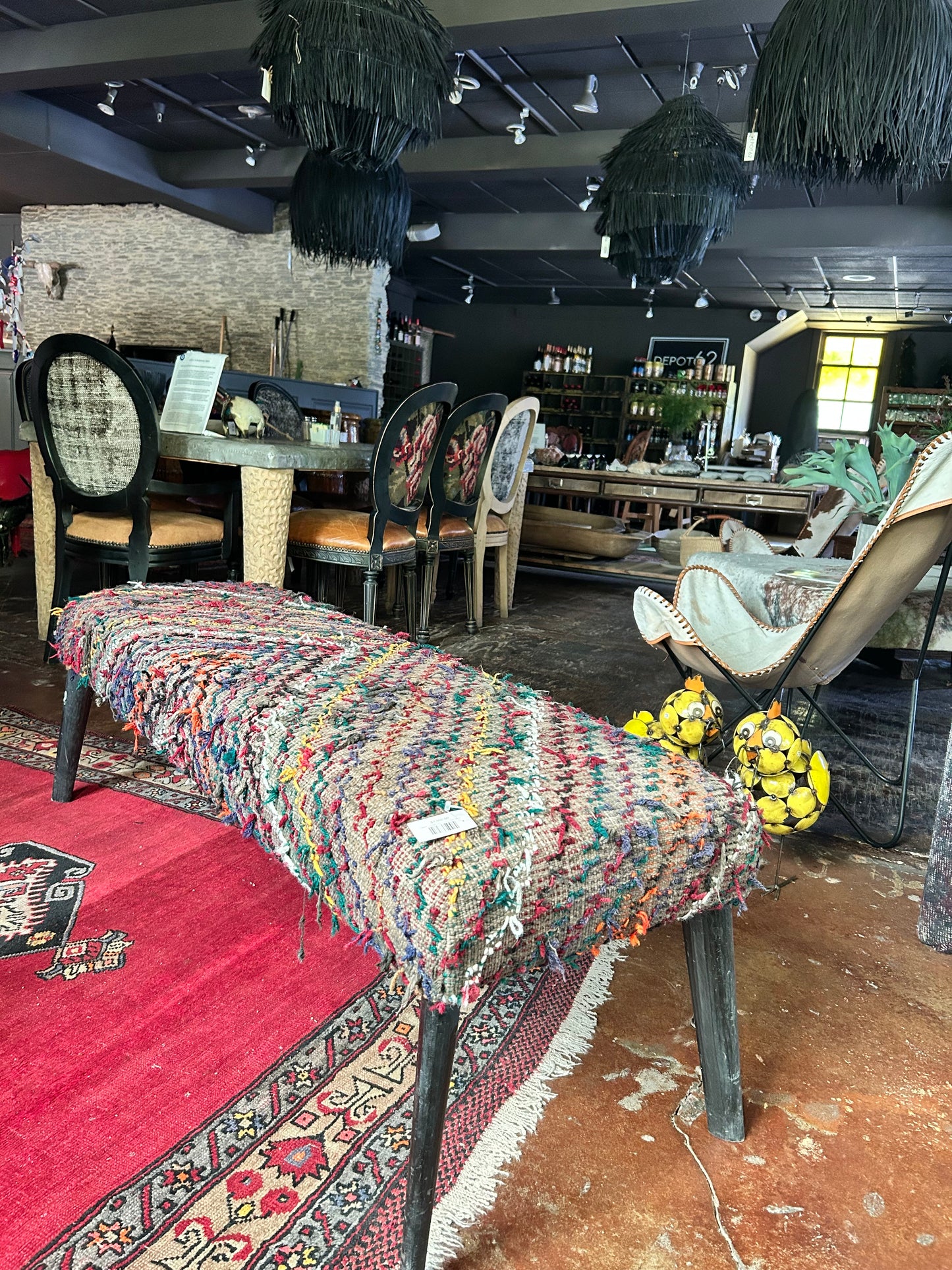 Bench / Vintage Rug Covered / Piano Bench